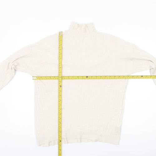 TESE Collection Women's Ivory High Neck Ribbed Knit Jumper S