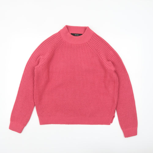 Vero Moda Womens Pink Mock Neck Chunky Knit Jumper Size S