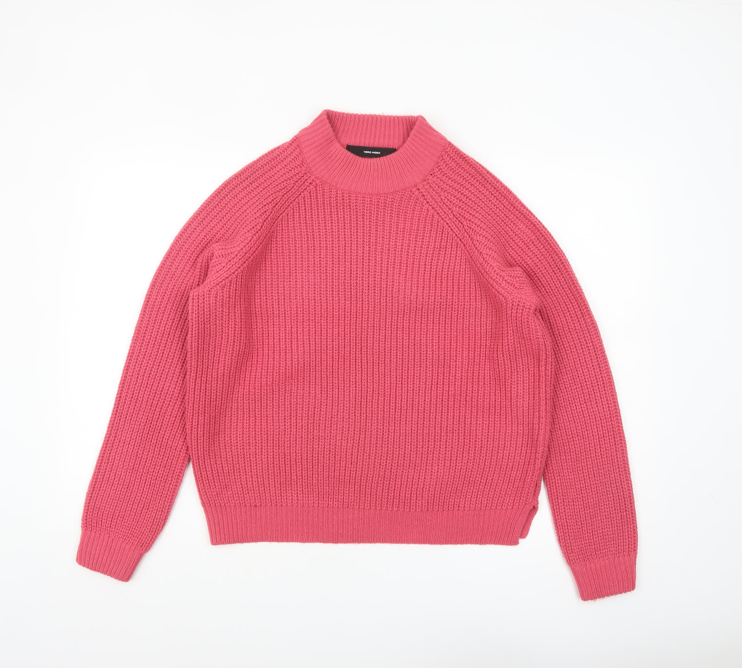 Vero Moda Womens Pink Mock Neck Chunky Knit Jumper Size S
