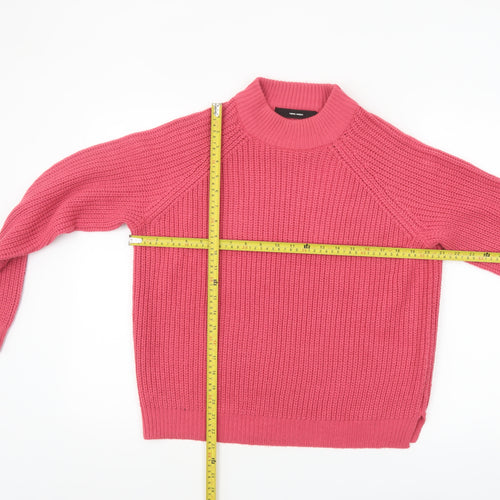 Vero Moda Womens Pink Mock Neck Chunky Knit Jumper Size S