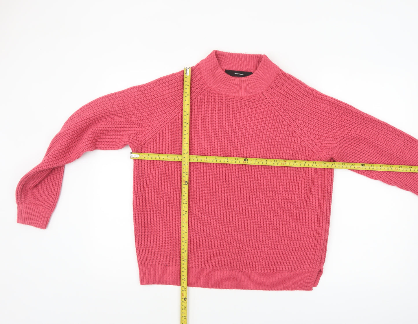 Vero Moda Womens Pink Mock Neck Chunky Knit Jumper Size S