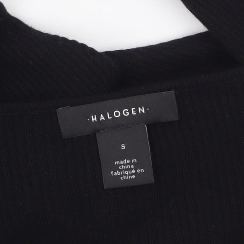 Halogen Women's Black V-Neck Slim Fit Ribbed Long Sleeve Jumper Size S