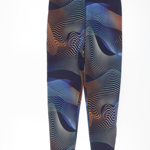 Active Womens Blue Multicoloured Leggings UK 8 High Waist Stretch