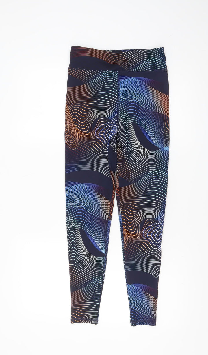 Active Womens Blue Multicoloured Leggings UK 8 High Waist Stretch