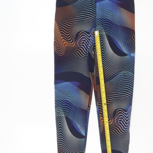 Active Womens Blue Multicoloured Leggings UK 8 High Waist Stretch