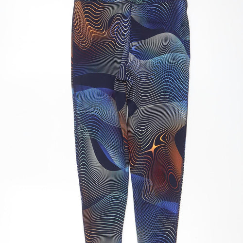 Active Womens Blue Multicoloured Leggings UK 8 High Waist Stretch