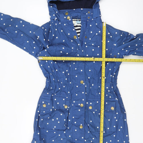 Boden Womens Blue Polka Dot Hooded Parka Jacket Size 12