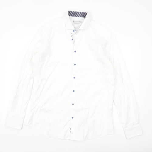 Giordano Men’s White Cotton Modern Fit Dress Shirt L 42