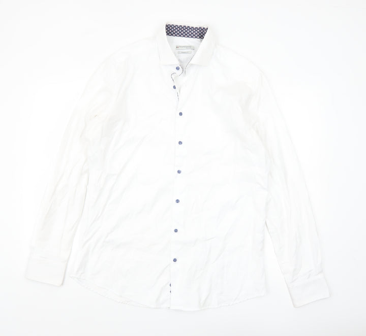 Giordano Men’s White Cotton Modern Fit Dress Shirt L 42