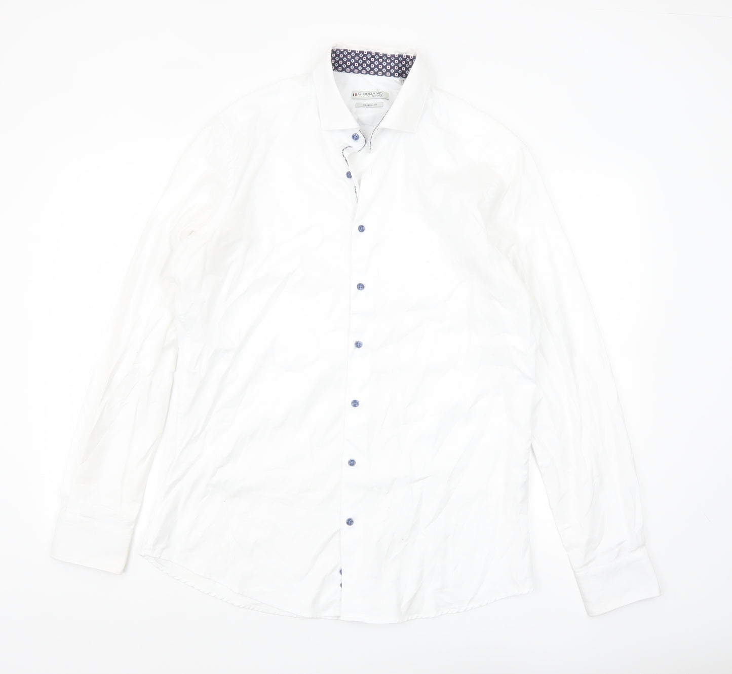 Giordano Men’s White Cotton Modern Fit Dress Shirt L 42
