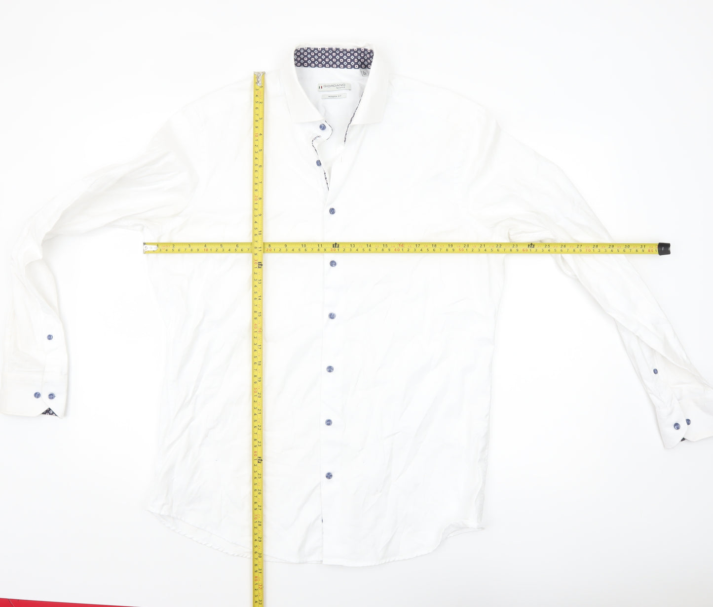 Giordano Men’s White Cotton Modern Fit Dress Shirt L 42