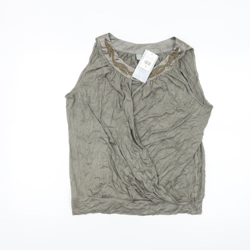 Wallis Women’s Grey Sleeveless Tunic Blouse Size 14 Viscose Blend