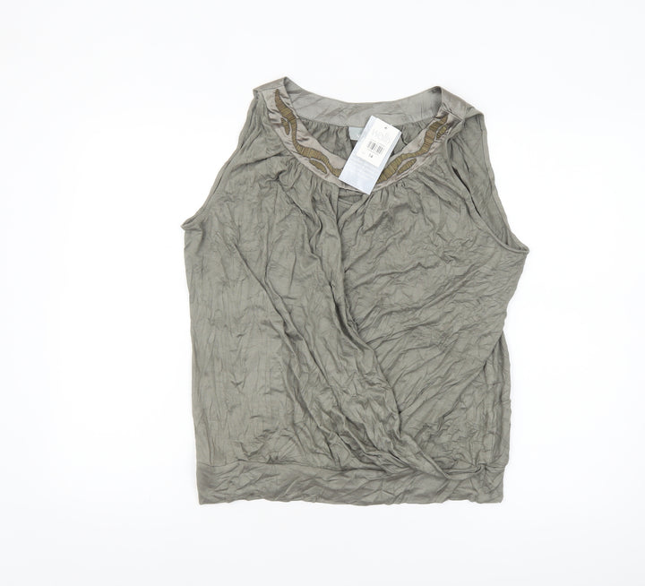Wallis Women’s Grey Sleeveless Tunic Blouse Size 14 Viscose Blend