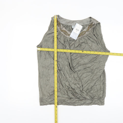 Wallis Women’s Grey Sleeveless Tunic Blouse Size 14 Viscose Blend