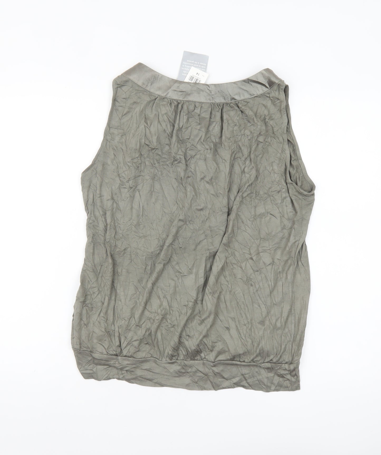 Wallis Women’s Grey Sleeveless Tunic Blouse Size 14 Viscose Blend