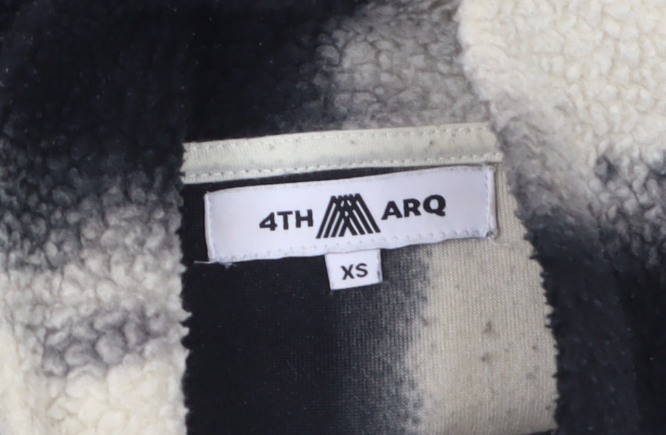 4th ARQ Womens XS Beige Black Fleece 1/2 Zip Pullover Sweatshirt