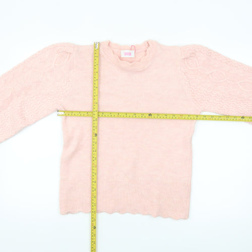 Savida Women’s Pink Cable-Knit Puff Sleeve Pullover Jumper Size 12