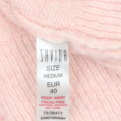 Savida Women’s Pink Cable-Knit Puff Sleeve Pullover Jumper Size 12
