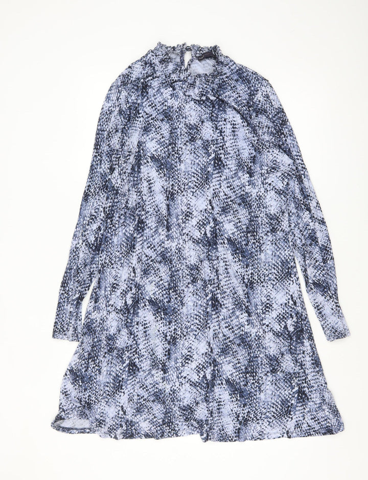 Marks and Spencer Women Grey Animal Print Shift Dress Size 18 Long Sleeve