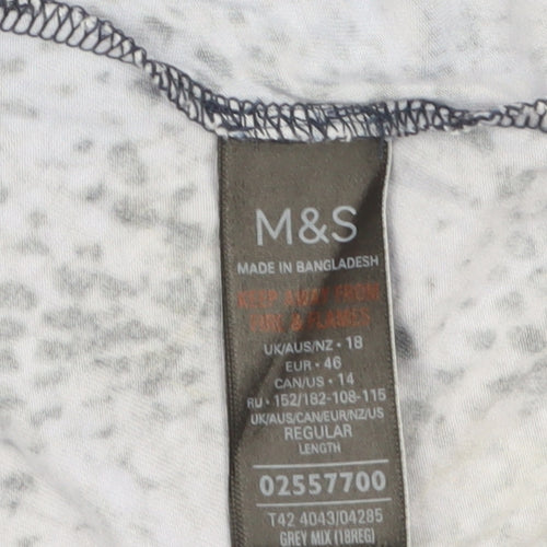 Marks and Spencer Women Grey Animal Print Shift Dress Size 18 Long Sleeve