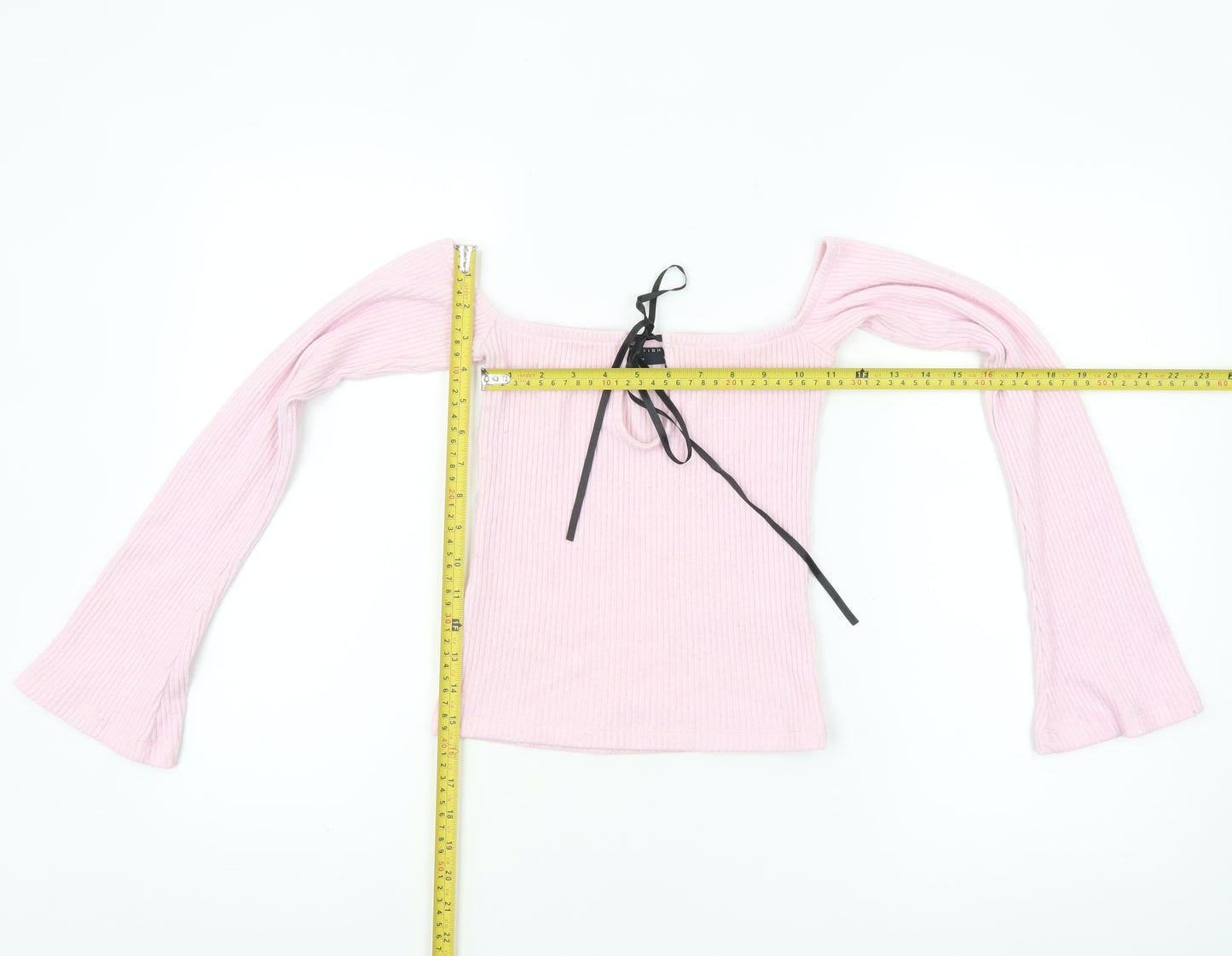 ASOS DESIGN Women’s Pink Off Shoulder Cropped Ribbed Top XS