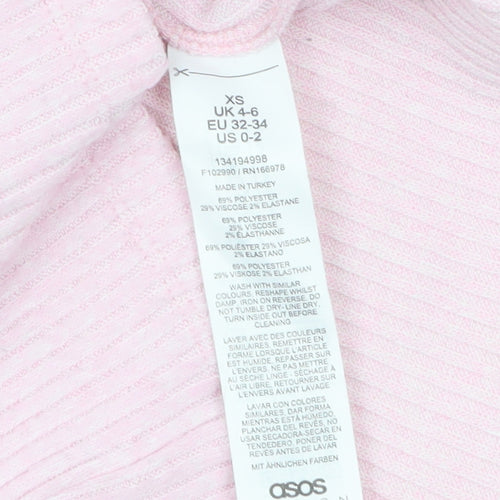 ASOS DESIGN Women’s Pink Off Shoulder Cropped Ribbed Top XS