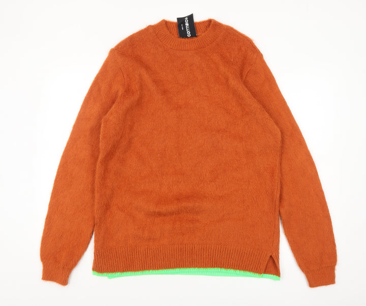 Collusion Womens Brown Crew Neck Acrylic Knit Jumper Size S
