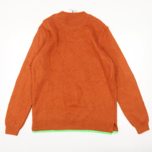 Collusion Womens Brown Crew Neck Acrylic Knit Jumper Size S