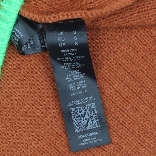 Collusion Womens Brown Crew Neck Acrylic Knit Jumper Size S