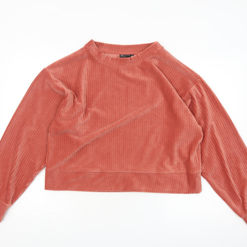 ASOS Design Women Coral Velour Pullover Sweatshirt UK 12