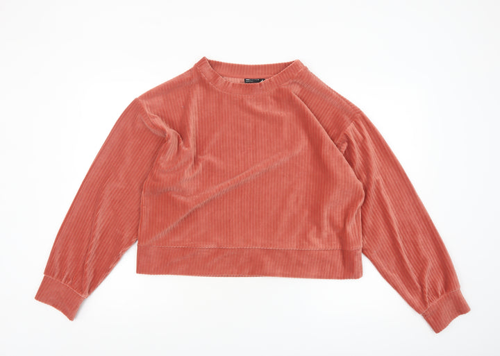 ASOS Design Women Coral Velour Pullover Sweatshirt UK 12