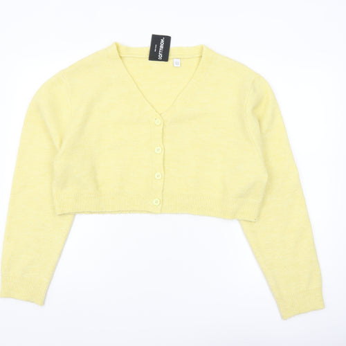 Collusion Women's Yellow V-Neck Button Cardigan Jumper Size 10