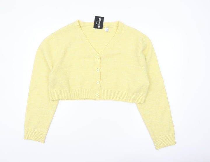 Collusion Women's Yellow V-Neck Button Cardigan Jumper Size 10