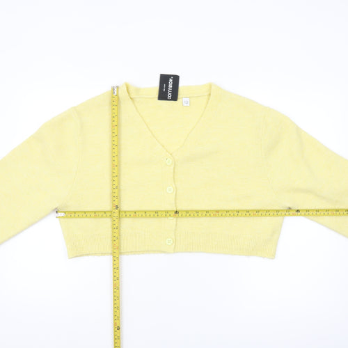Collusion Women's Yellow V-Neck Button Cardigan Jumper Size 10
