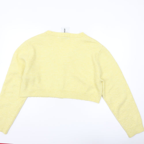 Collusion Women's Yellow V-Neck Button Cardigan Jumper Size 10