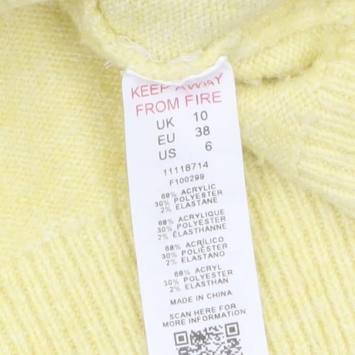 Collusion Women's Yellow V-Neck Button Cardigan Jumper Size 10
