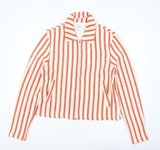 ASOS DESIGN Women's Multicoloured Striped Knit Zip Jacket Size M