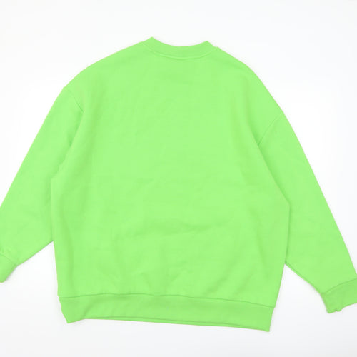 Collusion Women's Green Pullover Sweatshirt UK 12 Graphic Print Crew Neck