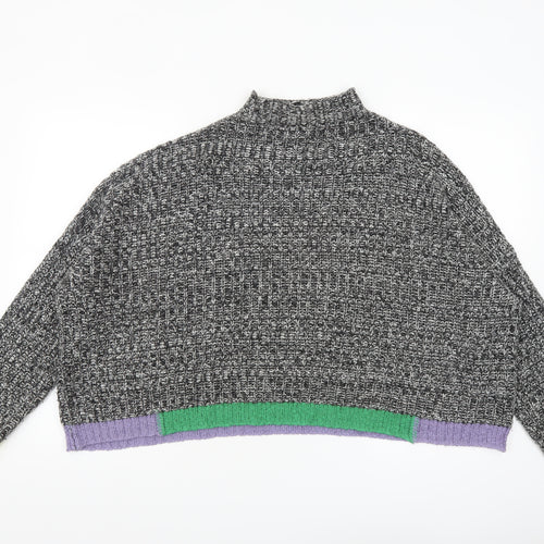 Collusion Womens Multicoloured Mock Neck Chunky Knit Jumper Size 10