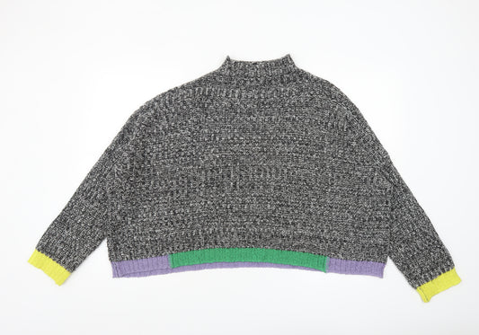 Collusion Womens Multicoloured Mock Neck Chunky Knit Jumper Size 10