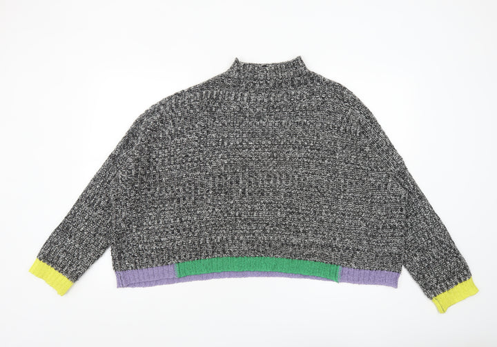 Collusion Womens Multicoloured Mock Neck Chunky Knit Jumper Size 10