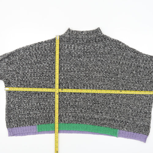 Collusion Womens Multicoloured Mock Neck Chunky Knit Jumper Size 10