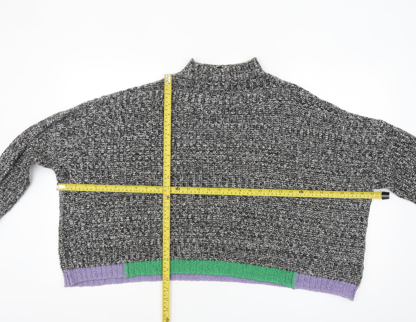 Collusion Womens Multicoloured Mock Neck Chunky Knit Jumper Size 10