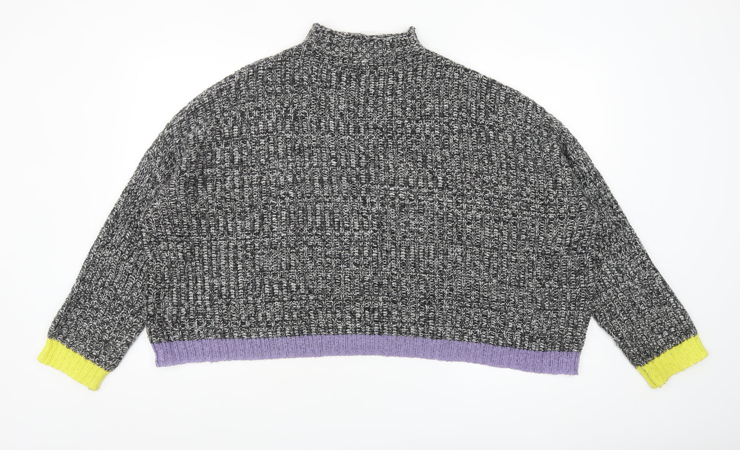 Collusion Womens Multicoloured Mock Neck Chunky Knit Jumper Size 10