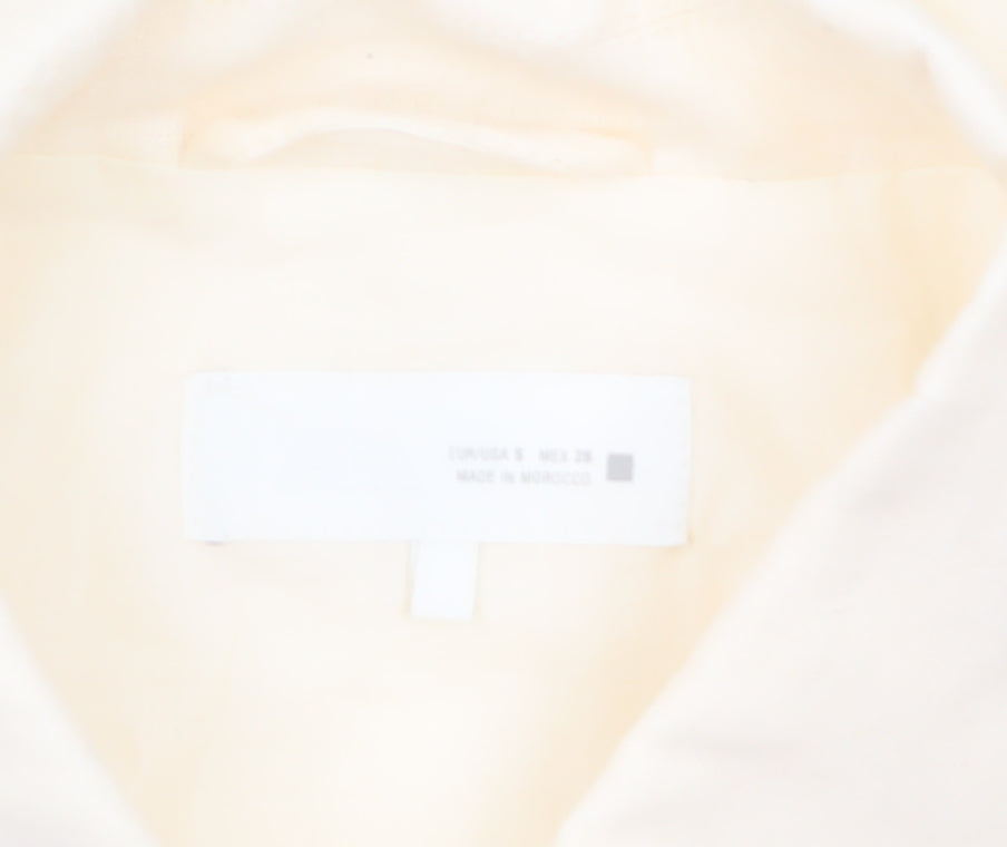 Zara Women Beige Linen Cropped Button Jacket Size S