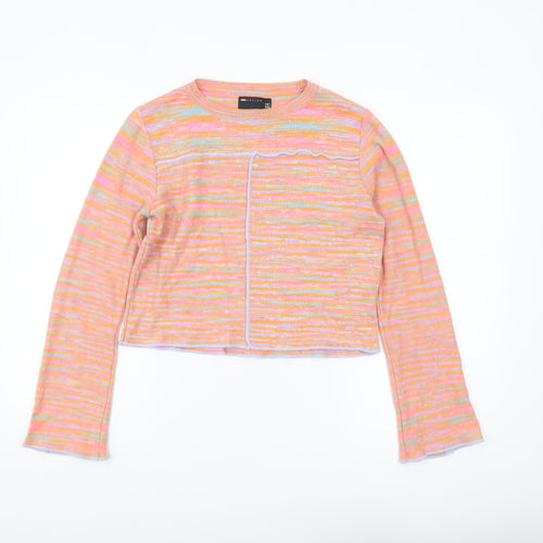 ASOS Design Women’s Multicoloured Striped Cropped Knit Top UK 12