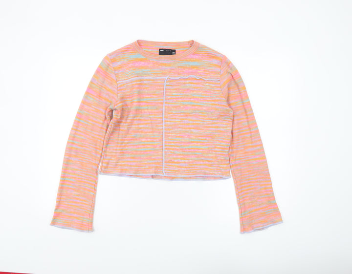 ASOS Design Women’s Multicoloured Striped Cropped Knit Top UK 12