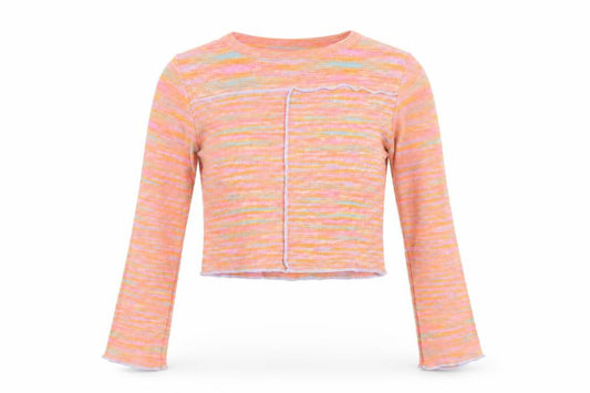Front view of ASOS Design Women’s Multicoloured Striped Cropped Knit Top UK 12