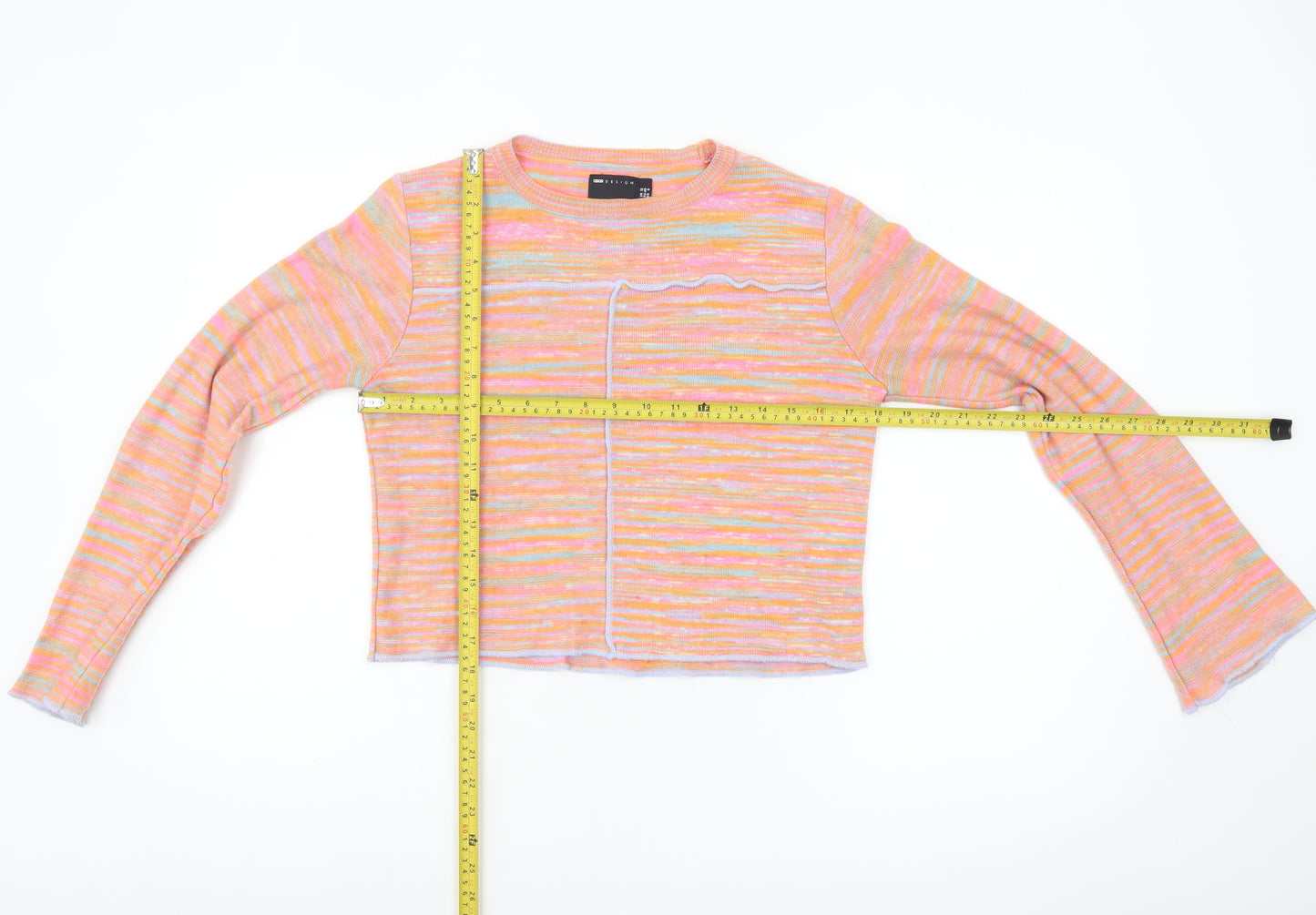 ASOS Design Women’s Multicoloured Striped Cropped Knit Top UK 12