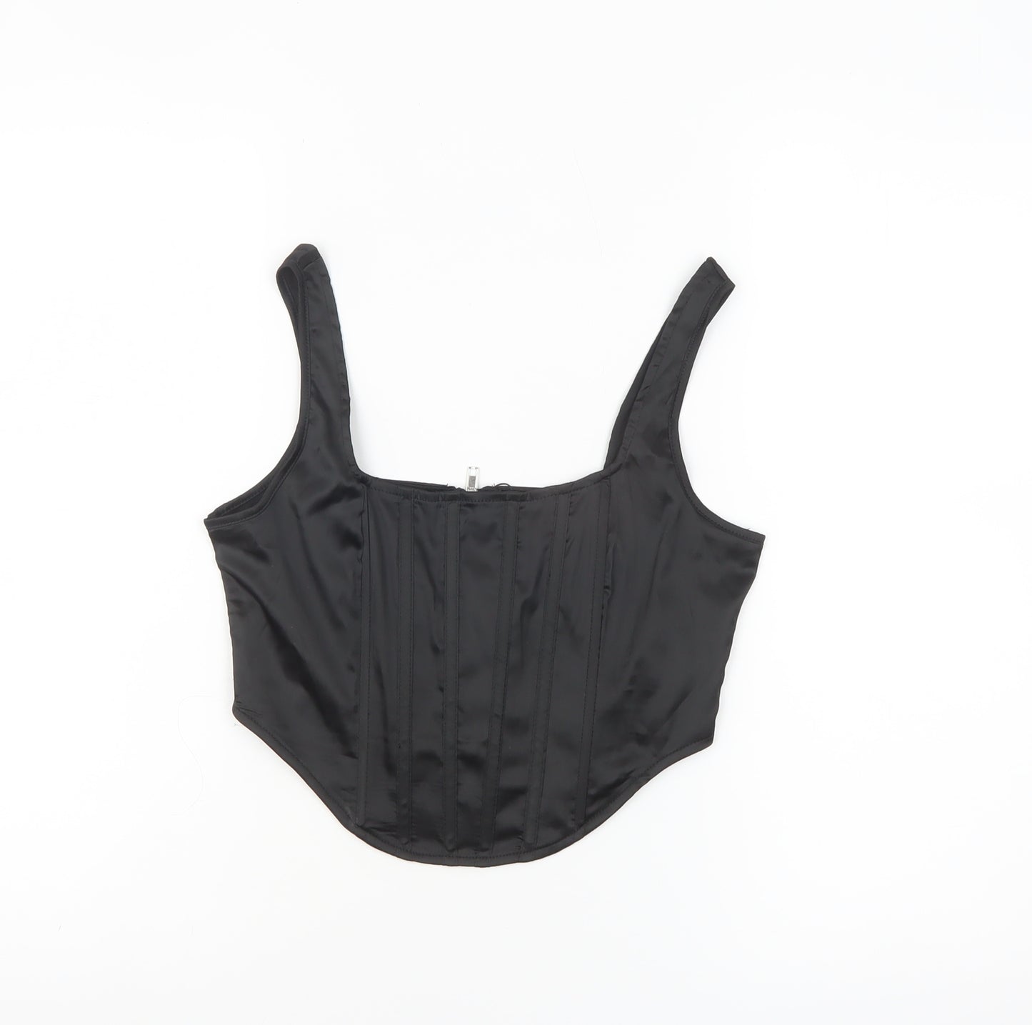 Missguided Women’s Black Cropped Satin Corset Tank Top UK 6